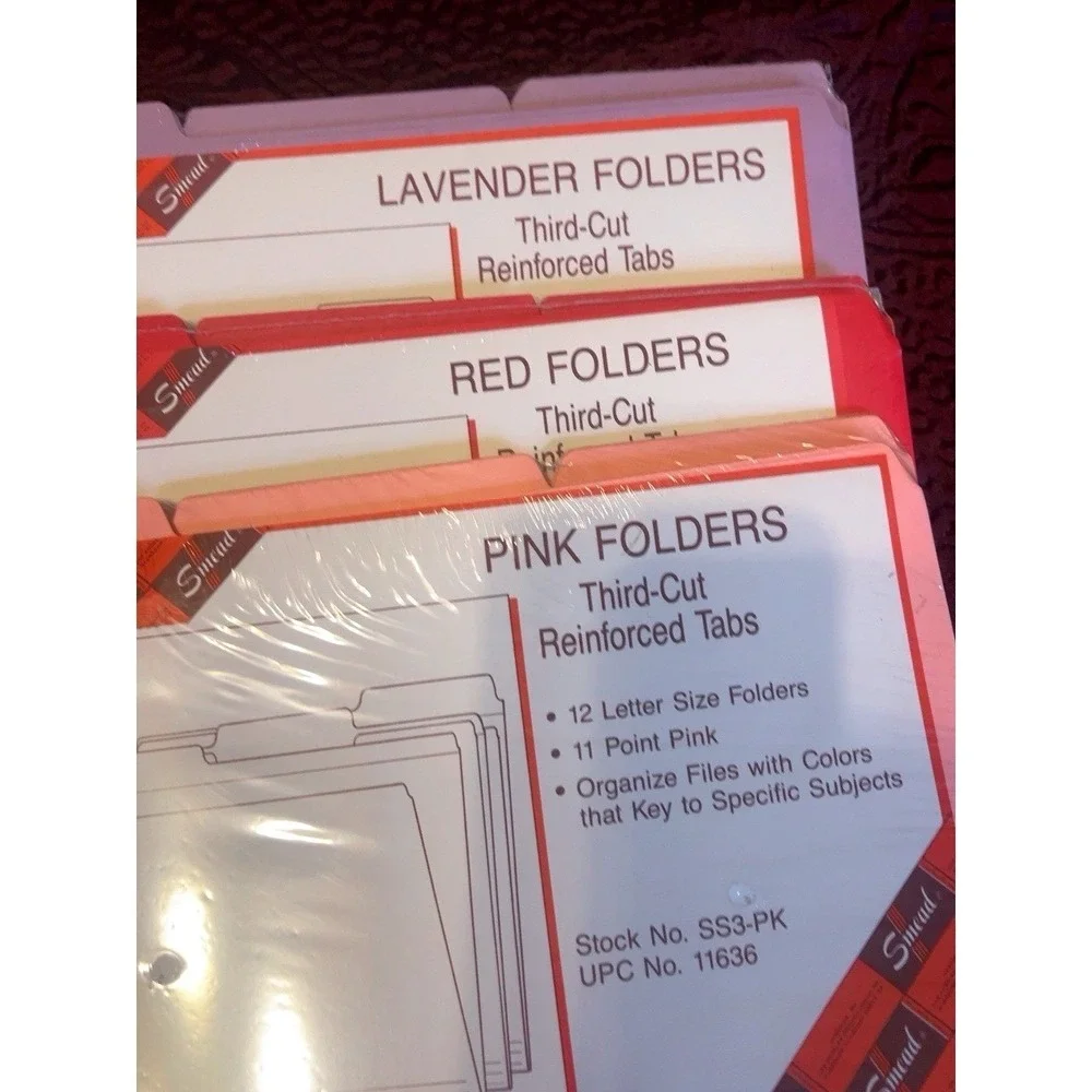 New Old Stock Lot of 6 Packages 72 Smead Total File Folders W/ Tabs USA 3rd Cut